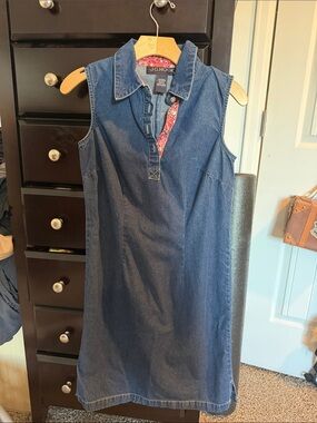 Vintage J.G. Hook Sleeveless Denim Dress with Bandana Collar